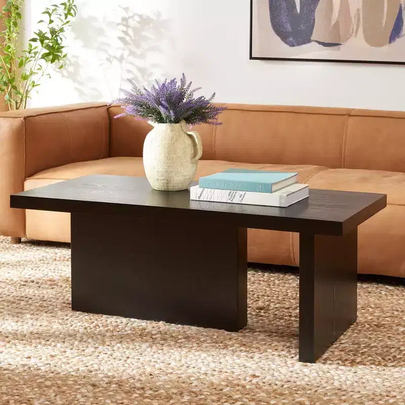 Table basse rectangulaire, ivoire/sable, cadre en bois, 1 pièce