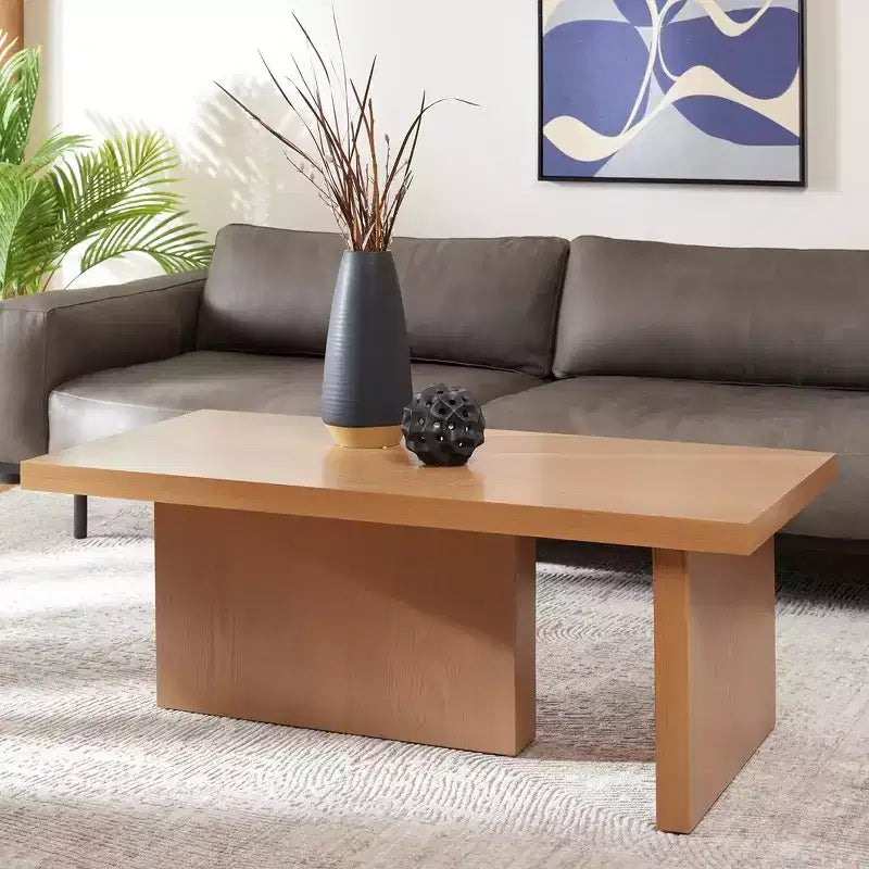 Table basse rectangulaire, ivoire/sable, cadre en bois, 1 pièce
