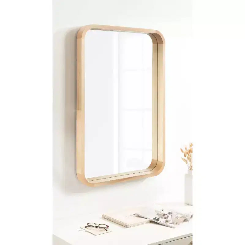 Miroir Mural Décoratif Rectangle Arrondi Encadré en Bois Hutton Kate & Laurel All Things Decor