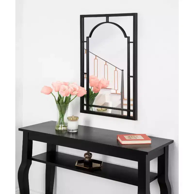 Miroir mural encadré en métal noir – Simple