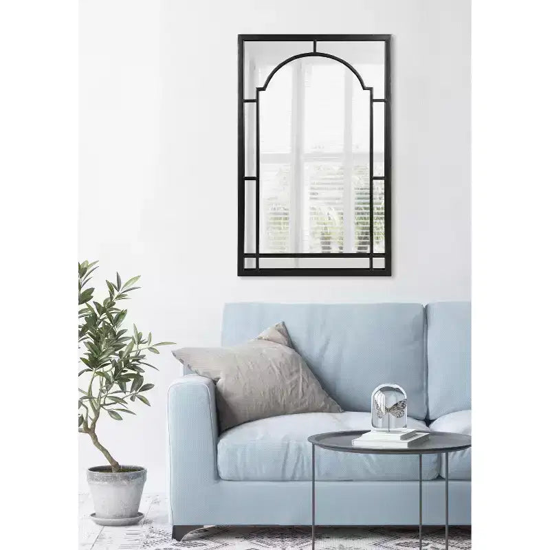 Miroir mural encadré en métal noir – Simple