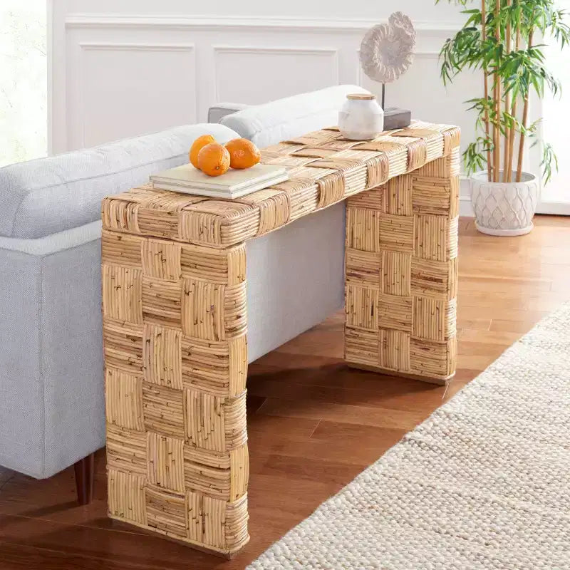 Console — Noir / Miel naturel / Blanc, Style côtier, 1 pièce