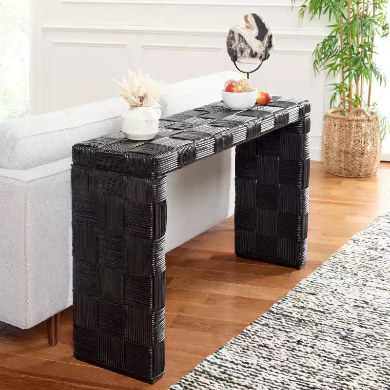 Console — Noir / Miel naturel / Blanc, Style côtier, 1 pièce