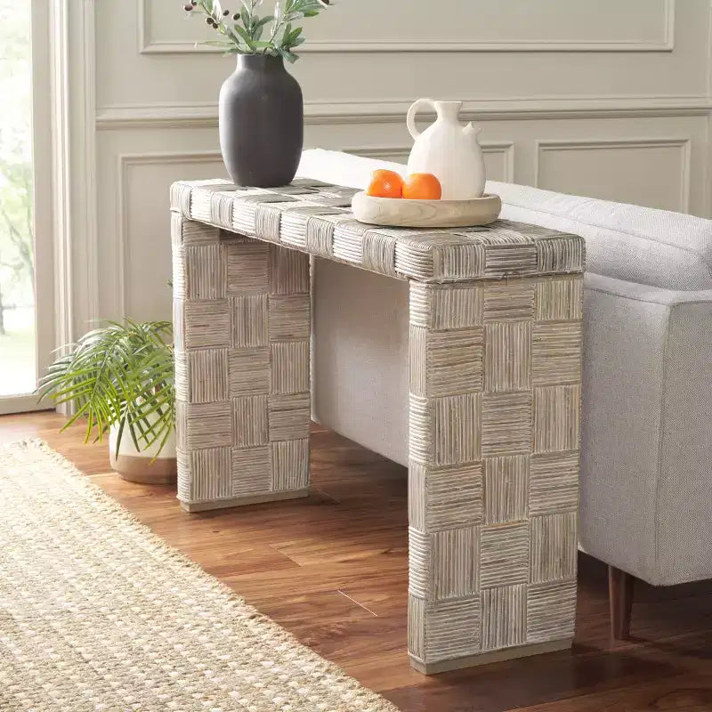 Console — Noir / Miel naturel / Blanc, Style côtier, 1 pièce