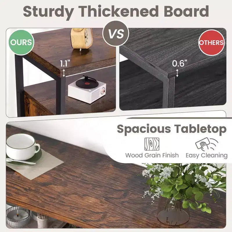 Meuble de rangement Costway : Buffet industriel avec porte à lattes à ouverture par simple pression