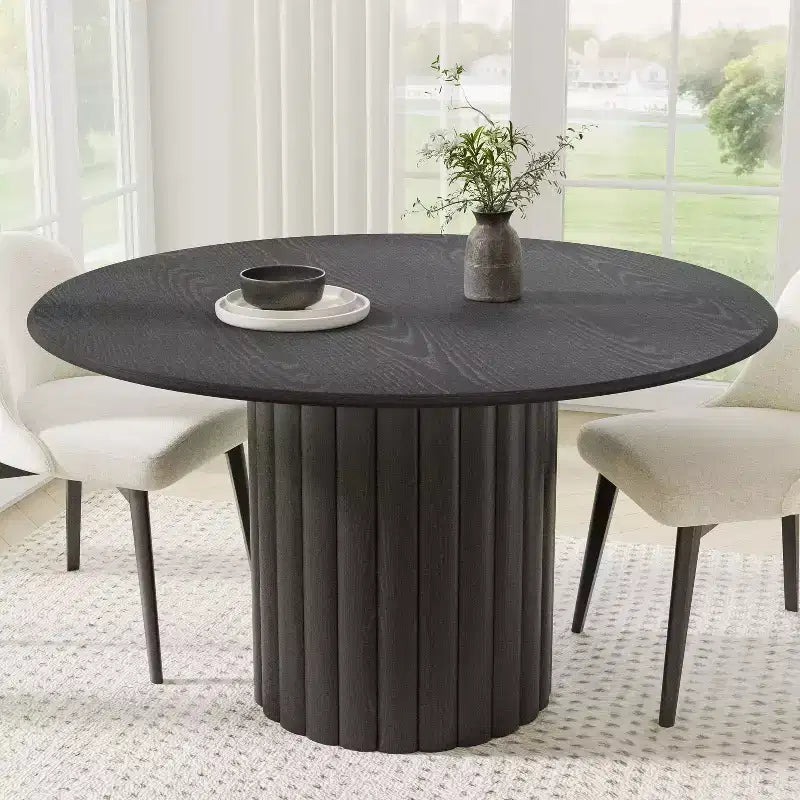 Dovelina Mid-Century Round Dining Table Kitchen Table with Designer Table Base