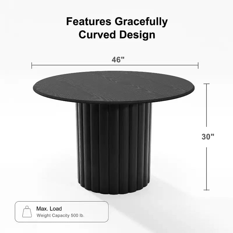 Table de salle à manger ou de cuisine ronde Dovelina de style Mid-Century avec piètement design