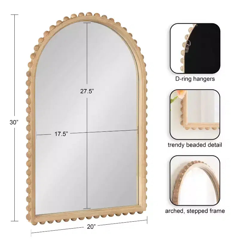 Miroir mural arqué Beadbrook 20x30 par Kate & Laurel All Things Decor