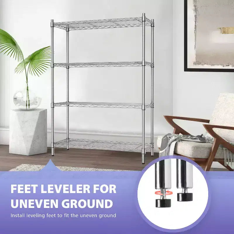 Étagère métallique à 4 niveaux FDW, unité de rangement robuste, organisateur de garage, rayonnage métallique