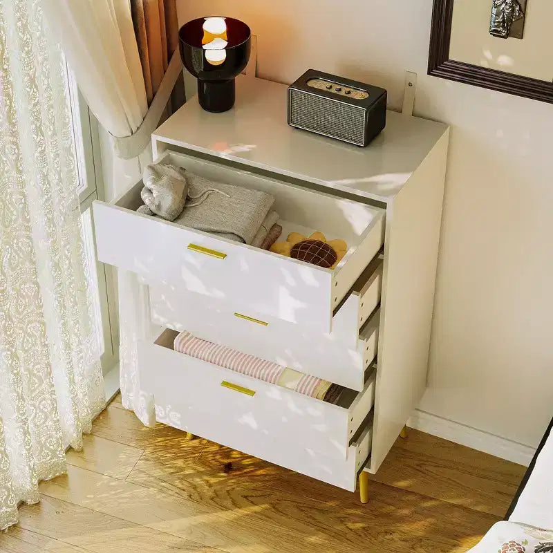 Famapy Commode Verticale Blanche 5 Tiroirs Grand Espace de Rangement Pieds de Meuble Hauts