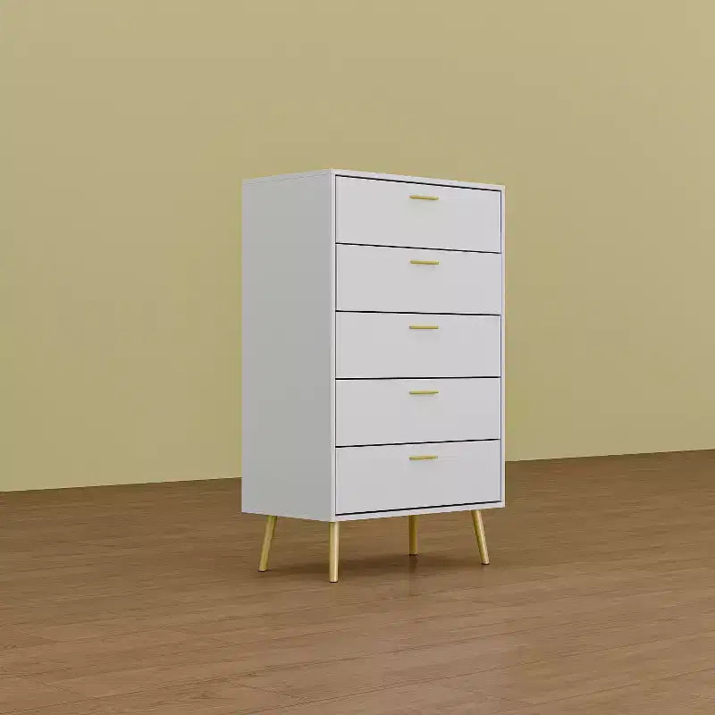 Famapy Commode Verticale Blanche 5 Tiroirs Grand Espace de Rangement Pieds de Meuble Hauts