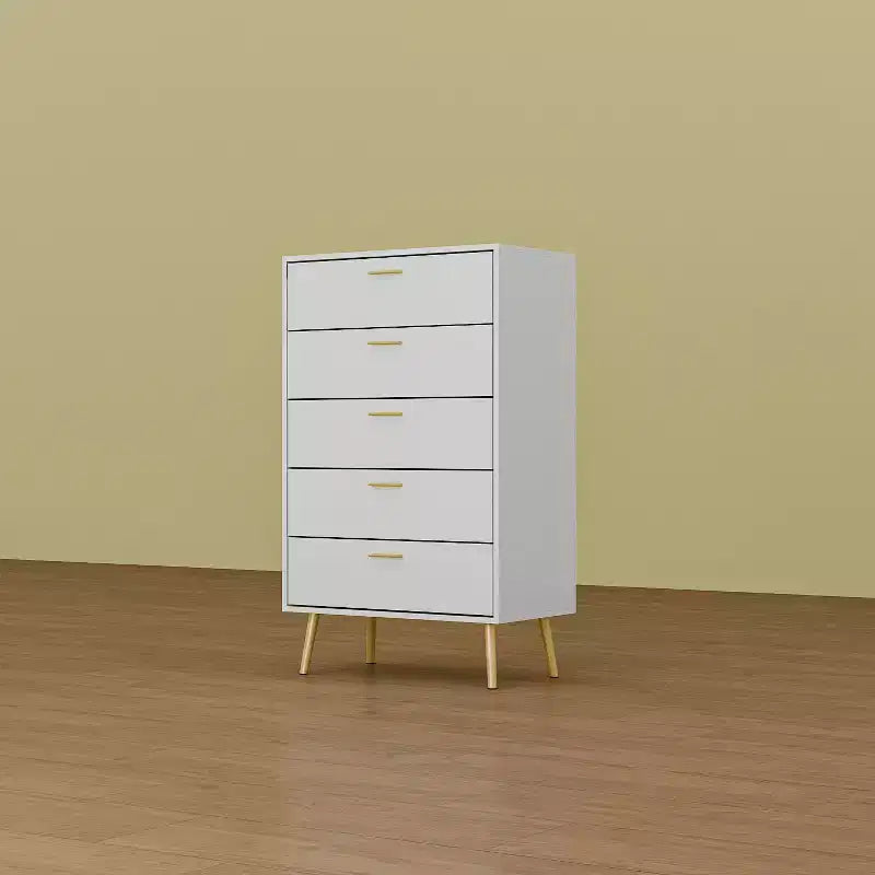 Famapy Commode Verticale Blanche 5 Tiroirs Grand Espace de Rangement Pieds de Meuble Hauts