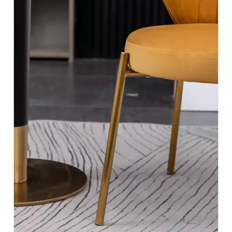 Chaise de salle à manger Roundhill Furniture Amoa contemporaine en velours rembourré, jaune, ensemble de 2