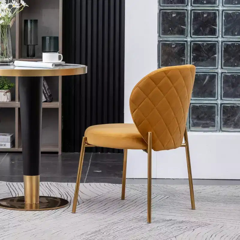 Chaise de salle à manger Roundhill Furniture Amoa contemporaine en velours rembourré, jaune, ensemble de 2