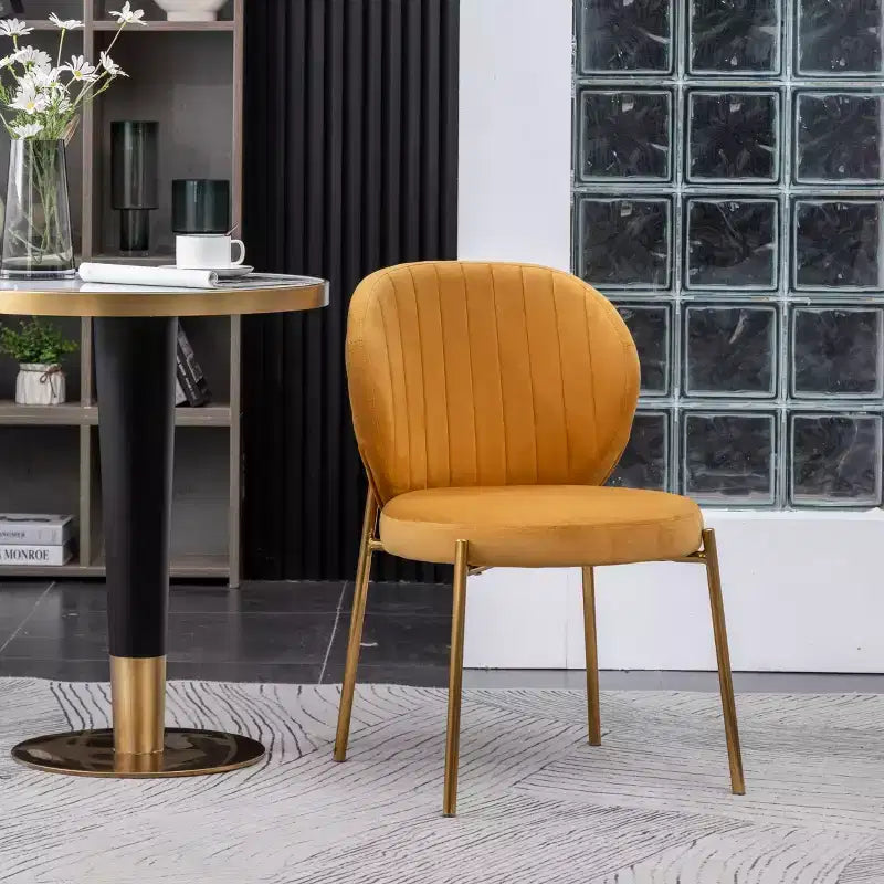 Chaise de salle à manger Roundhill Furniture Amoa contemporaine en velours rembourré, jaune, ensemble de 2