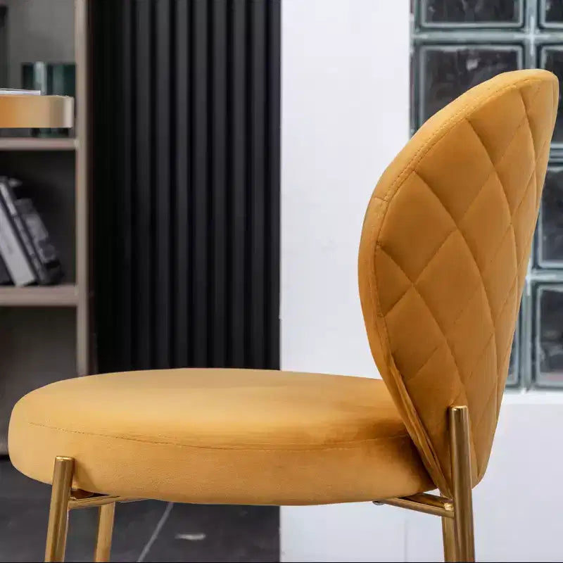 Chaise de salle à manger Roundhill Furniture Amoa contemporaine en velours rembourré, jaune, ensemble de 2