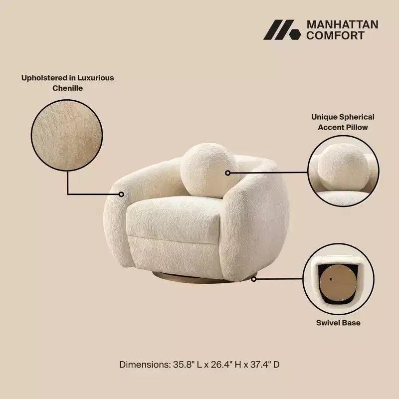 Chaise d'appoint moderne en chenille Tribeca de Manhattan Comfort
